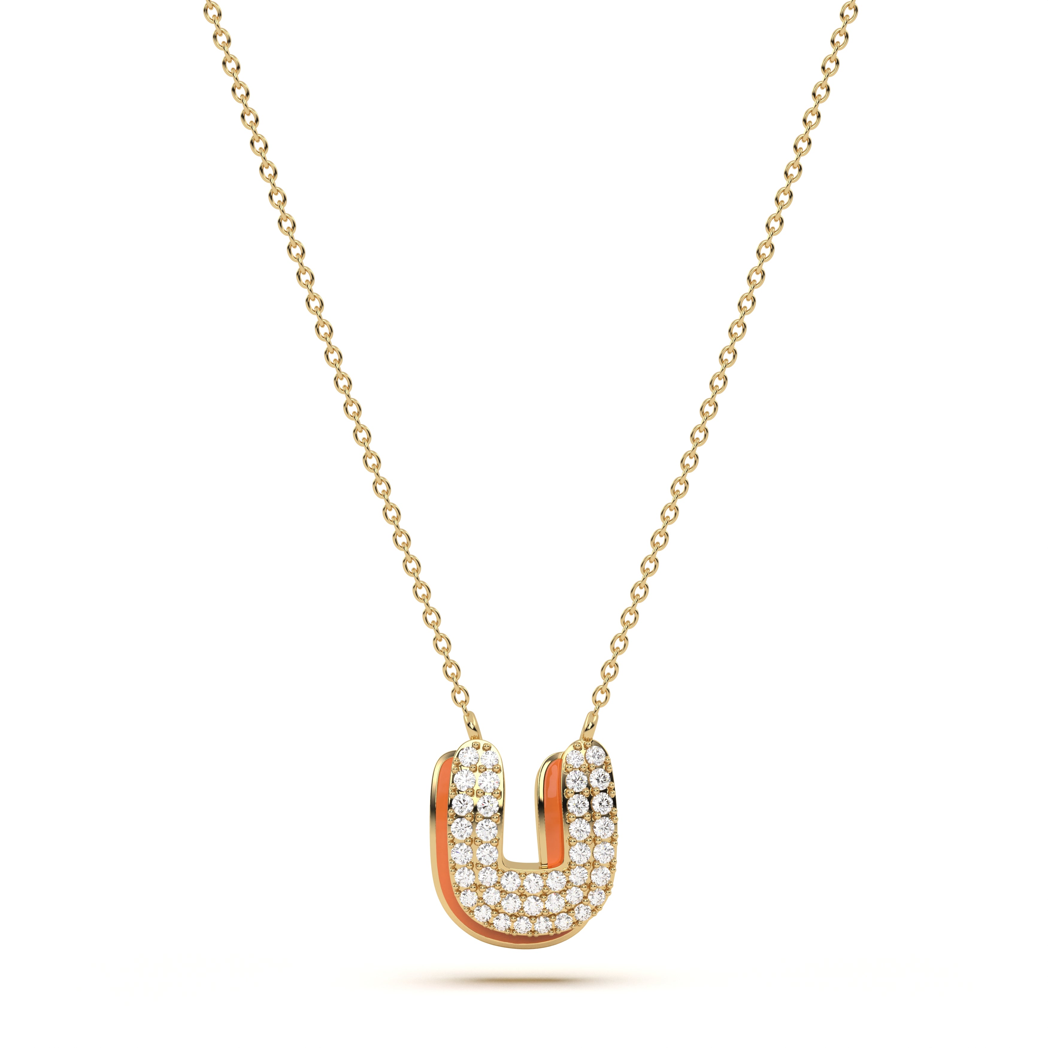 ‘U’ Diamond Enamel Pendant
