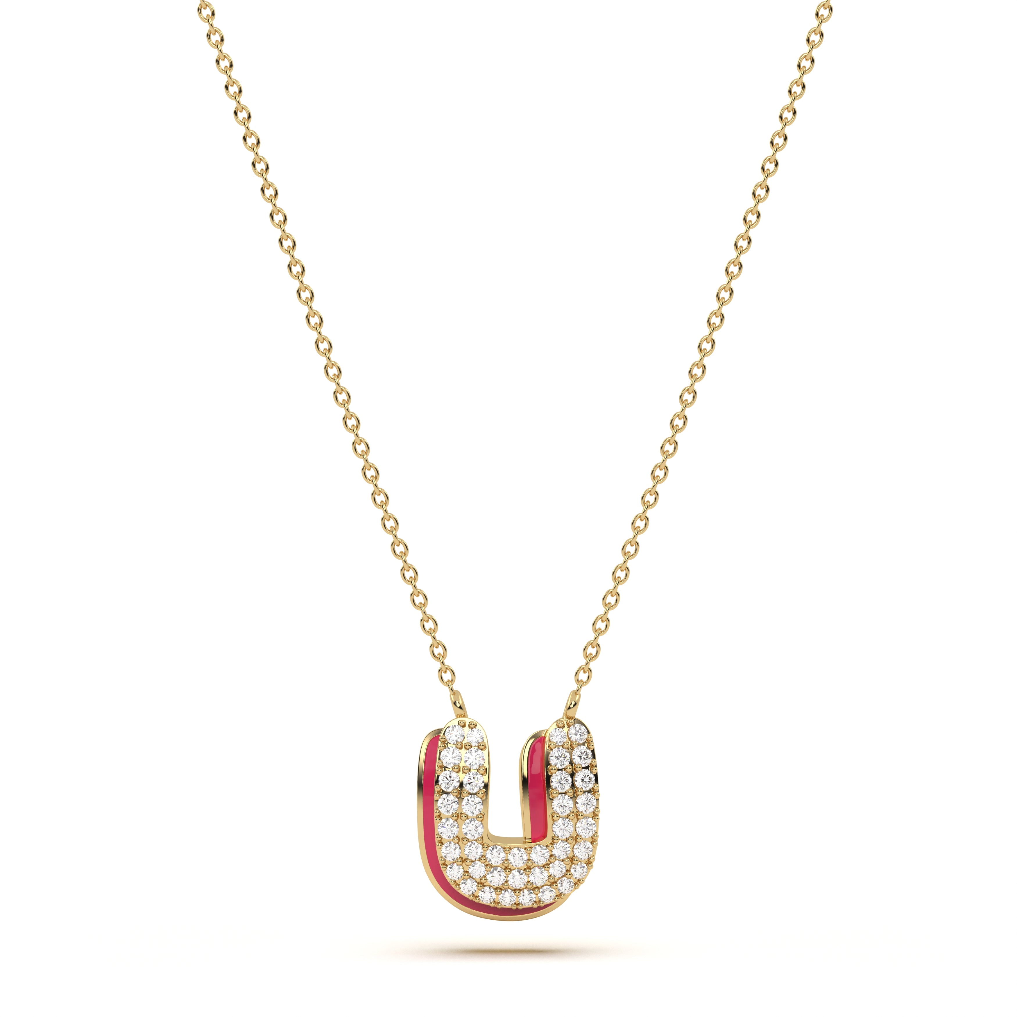 ‘U’ Diamond Enamel Pendant