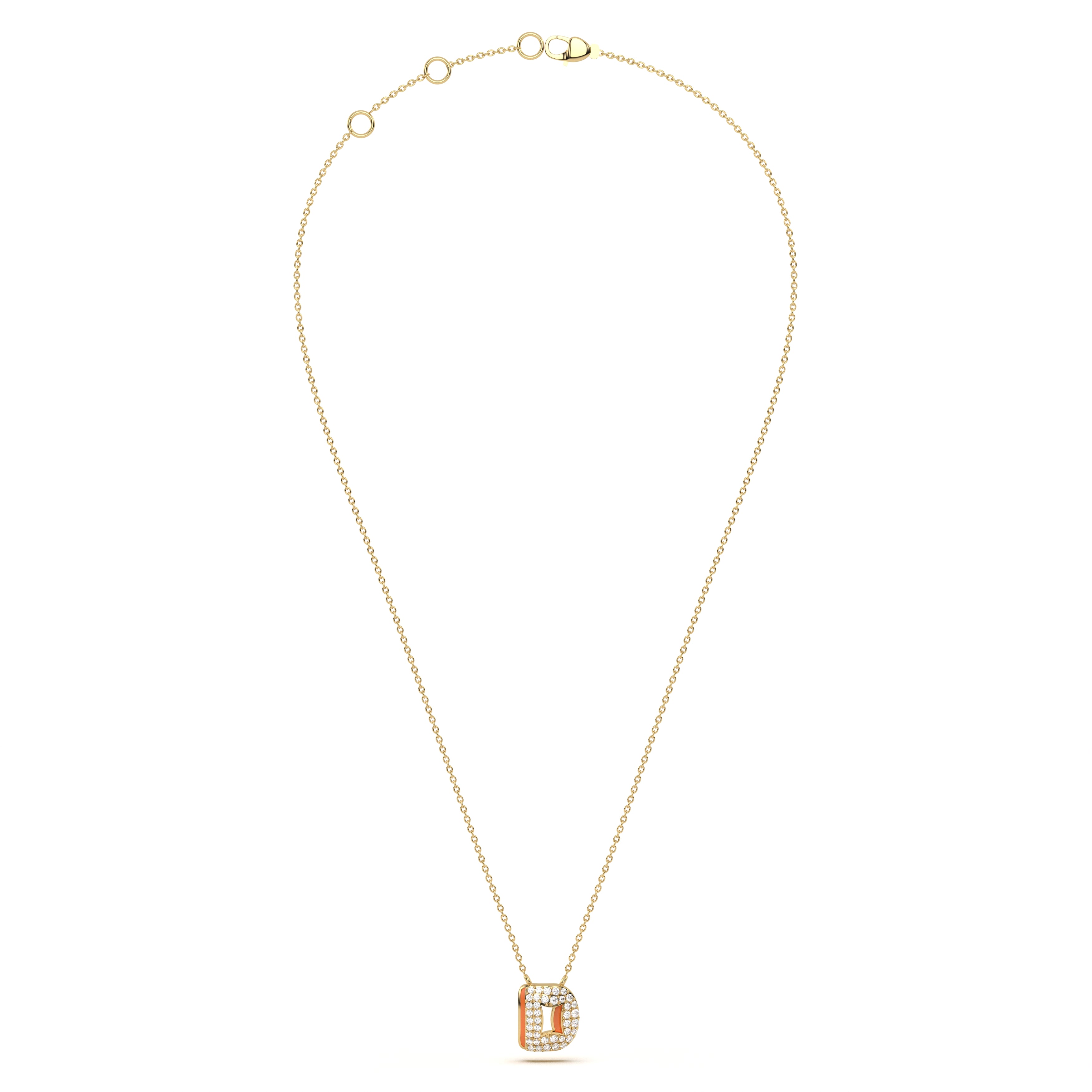 ‘D’ Diamond Enamel Pendant