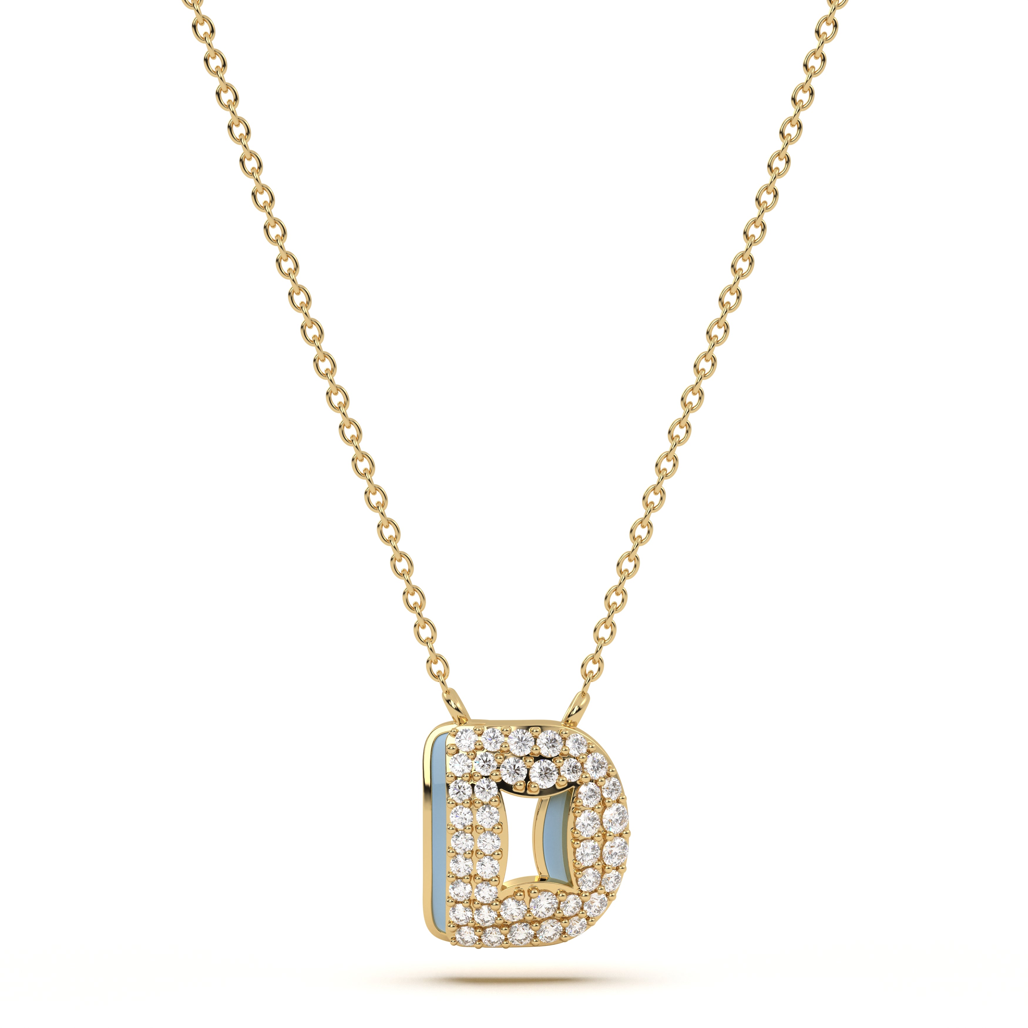 ‘D’ Diamond Enamel Pendant