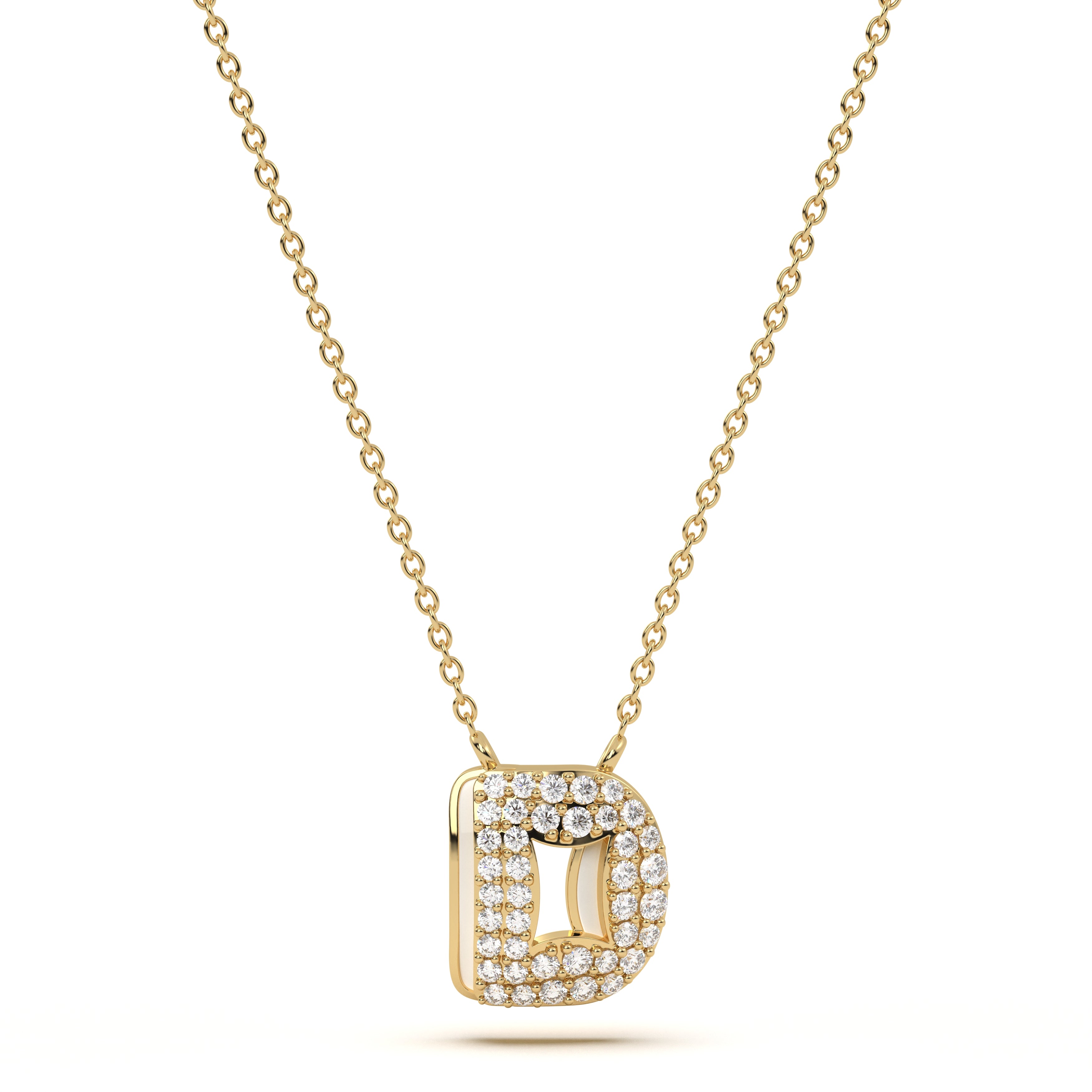 ‘D’ Diamond Enamel Pendant