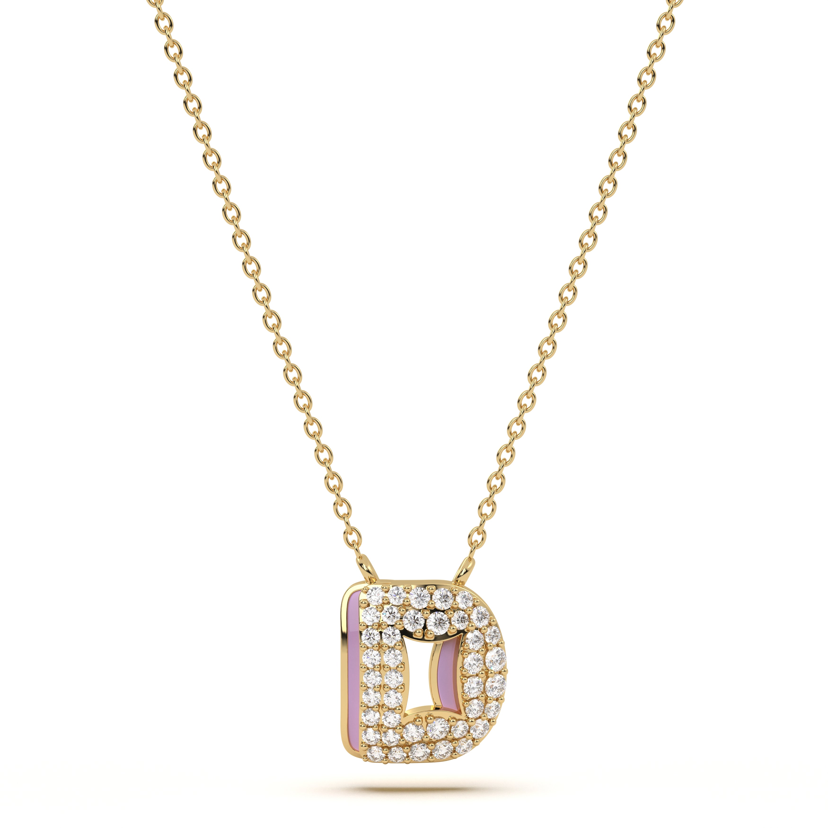 ‘D’ Diamond Enamel Pendant