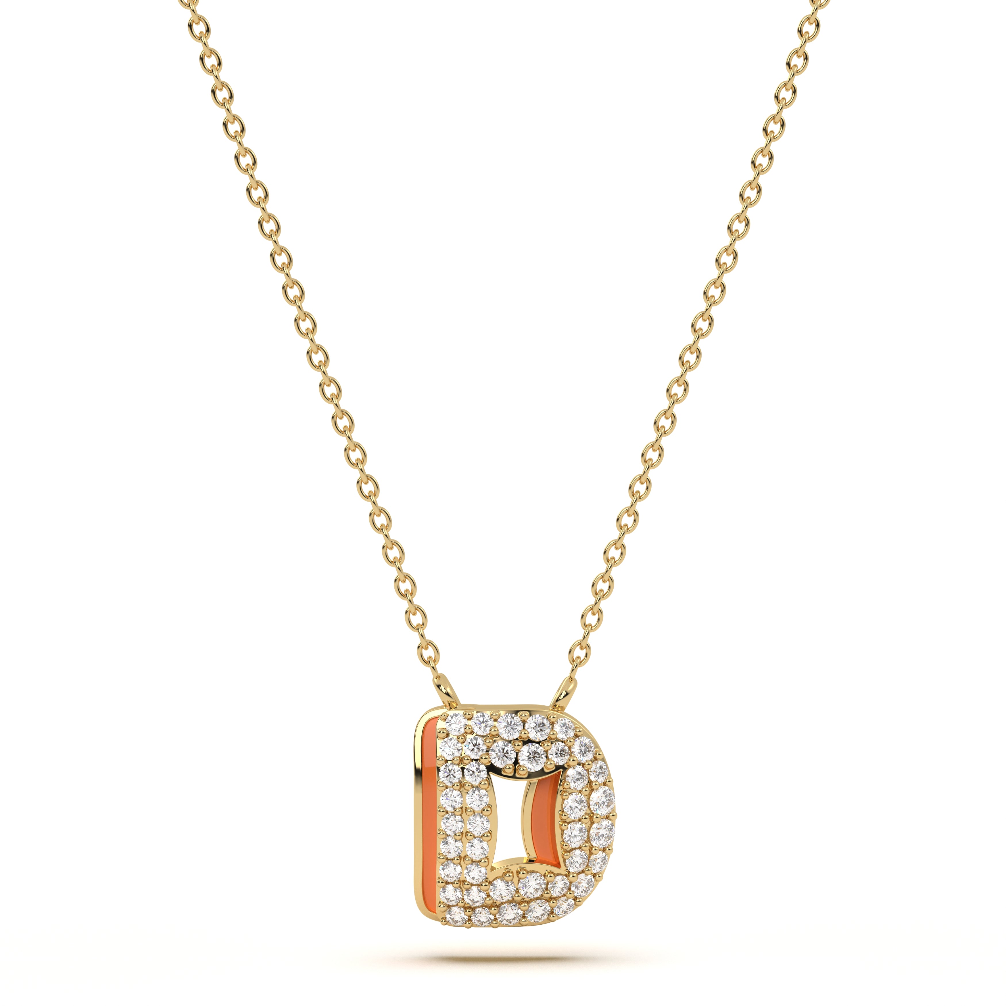 ‘D’ Diamond Enamel Pendant