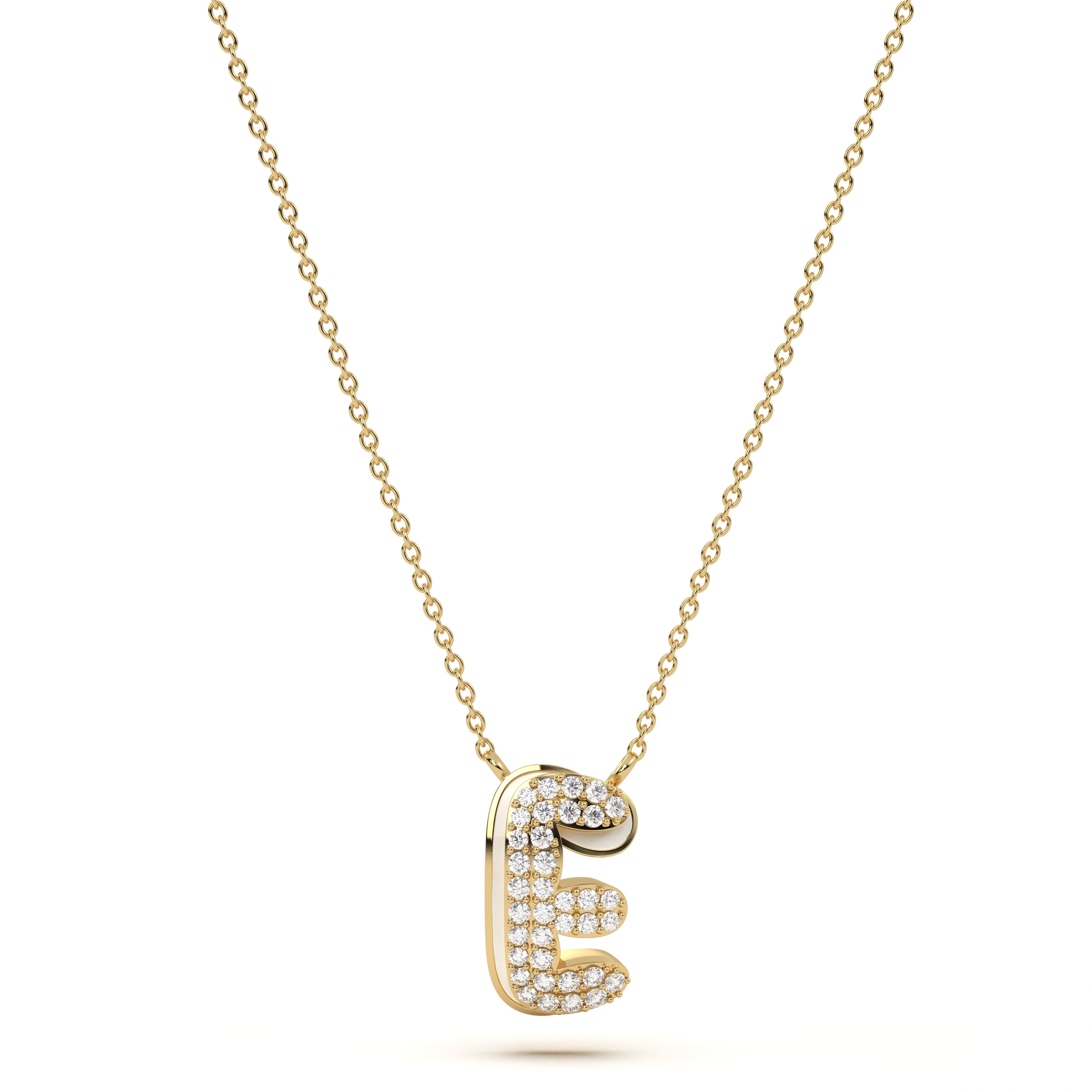 ‘E’ Diamond Enamel Pendant