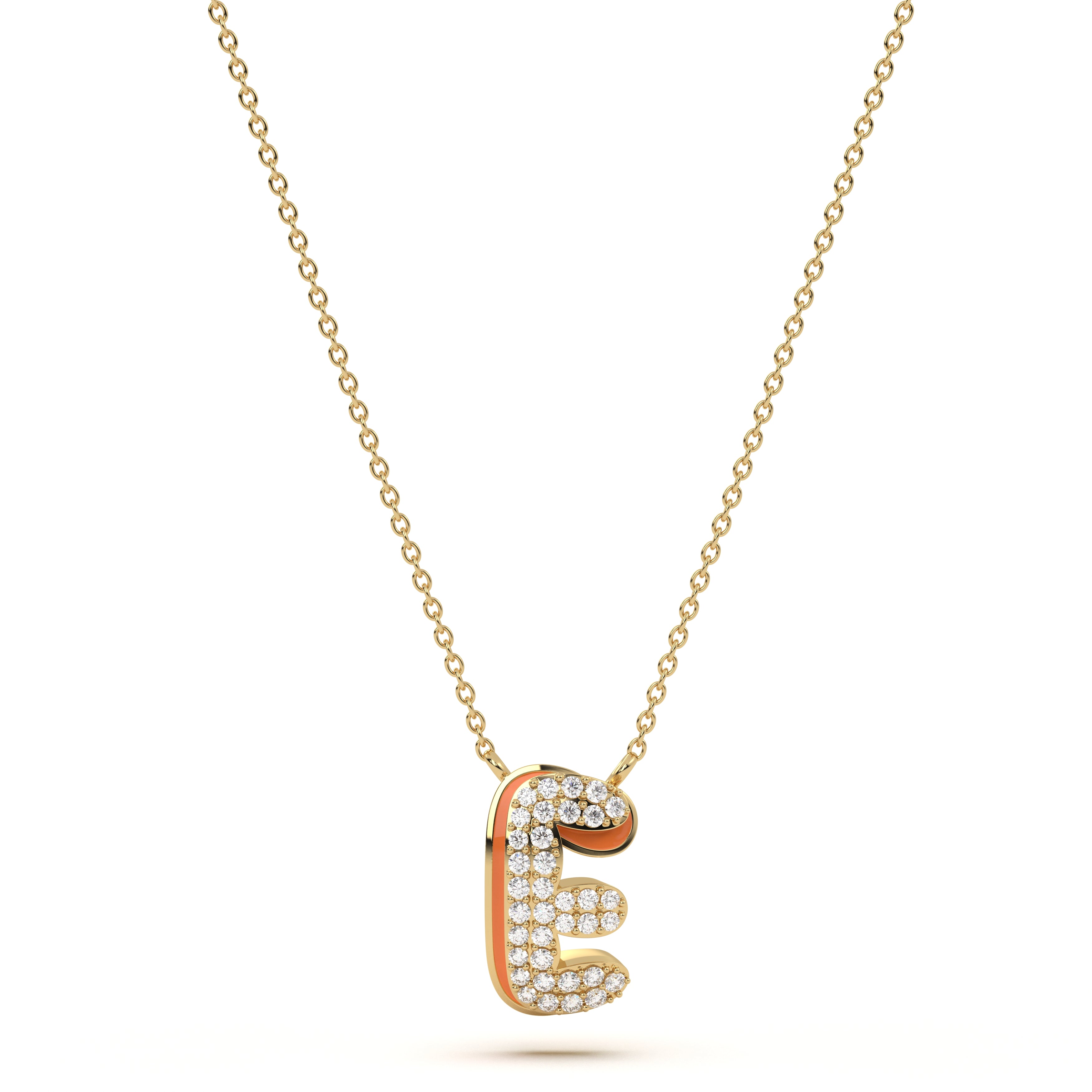 ‘E’ Diamond Enamel Pendant