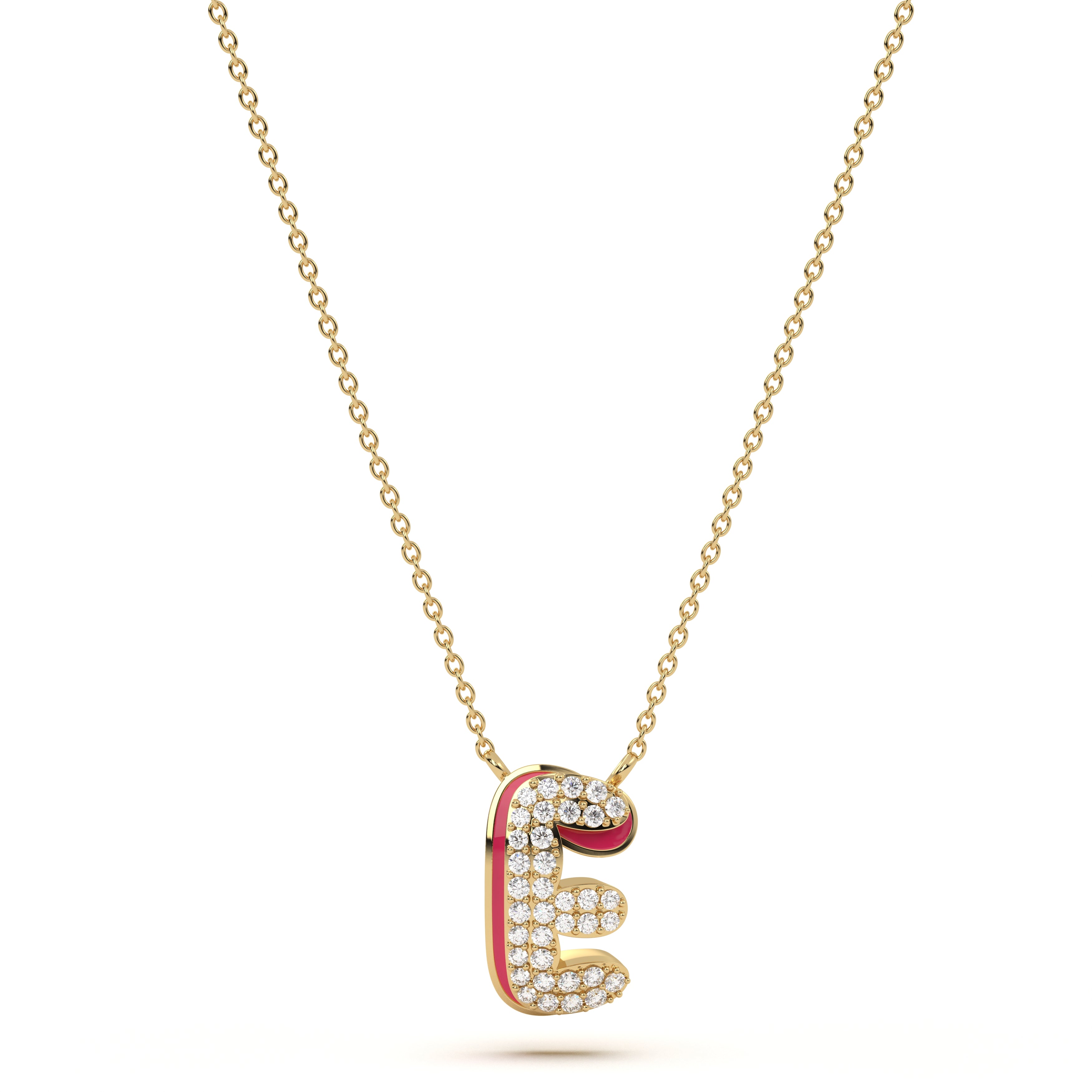 ‘E’ Diamond Enamel Pendant