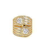 Custom Two-Stone Diamond Pavé Statement Ring