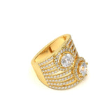 Custom Two-Stone Diamond Pavé Statement Ring