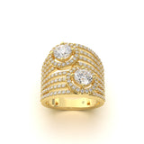 Custom Two-Stone Diamond Pavé Statement Ring