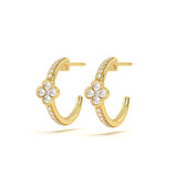 Floral Pave Diamond Hoop