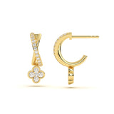 Floral Cross Diamond Hoops