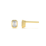 Emerald Bezel Diamond Stud