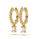 Emerald Solitaire Diamond Hoops
