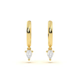Pear Solitaire Diamond Hoops