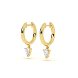 Pear Solitaire Diamond Hoops
