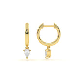 Pear Solitaire Diamond Hoops
