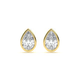 Bezel Pear 1ct Diamond Studs