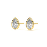 Bezel Pear 1ct Diamond Studs