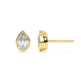 Bezel Pear 1ct Diamond Studs