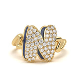 ‘N’ Diamond Enamel Ring