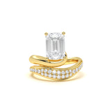 Emerald Solitaire Cluster Ring