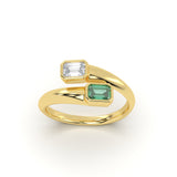 Dual Emerald Diamond Ring