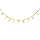 Emerald Diamond Station Necklace