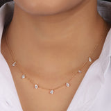 Pear Floating Diamond Station Necklace