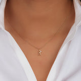 R Diamond Initial Pendant