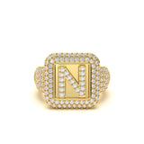 Custom Diamond Initial Signet Ring