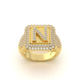 Custom Diamond Initial Signet Ring