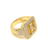 Custom Diamond Initial Signet Ring