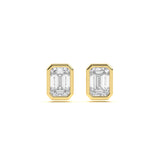 Bezel Emerald 1ct Diamond Studs