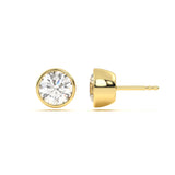 Bezel Round 4 ct Diamond Studs