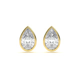Bezel Pear 2 ct Diamond Studs