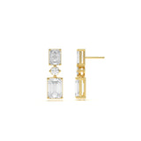 Custom Mixed-Cut Three-Diamond Danglers