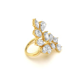 Custom Mixed-Cut Diamond Cluster Ring
