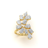 Custom Mixed-Cut Diamond Cluster Ring