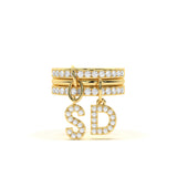 Custom Double-Initial Diamond Charm Ring