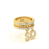 Custom Double-Initial Diamond Charm Ring