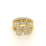 Custom Double-Initial Diamond Charm Ring