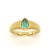 Pear Emerald Signet Ring