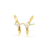 Emerald Diamond Solitaire Stud
