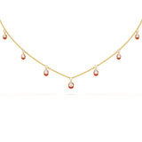 Pear Diamond Enamel Station Necklace