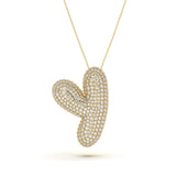 Custom 4.9-Carat Diamond Bubble Initial Pendant