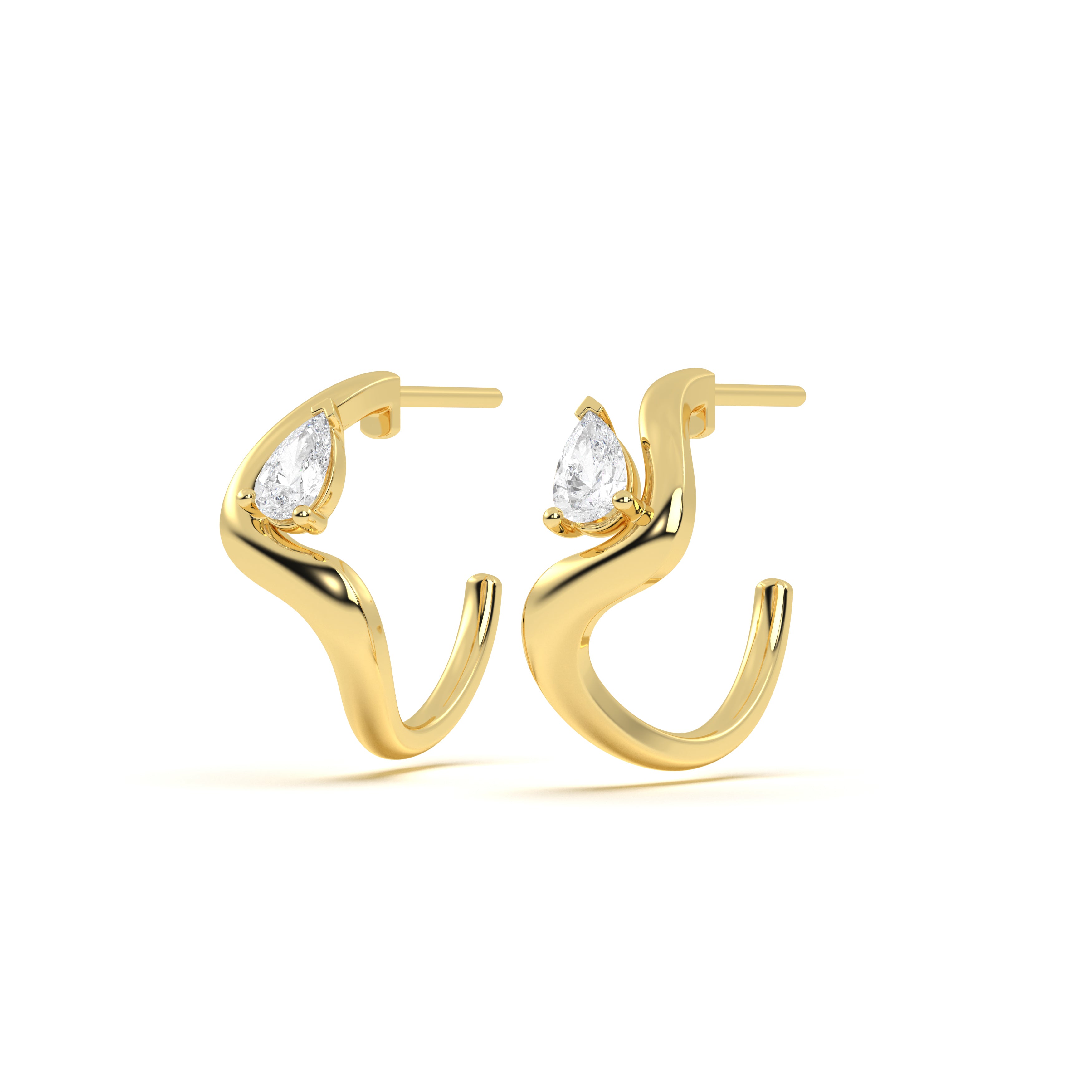 Pear Diamond Leher Hoops