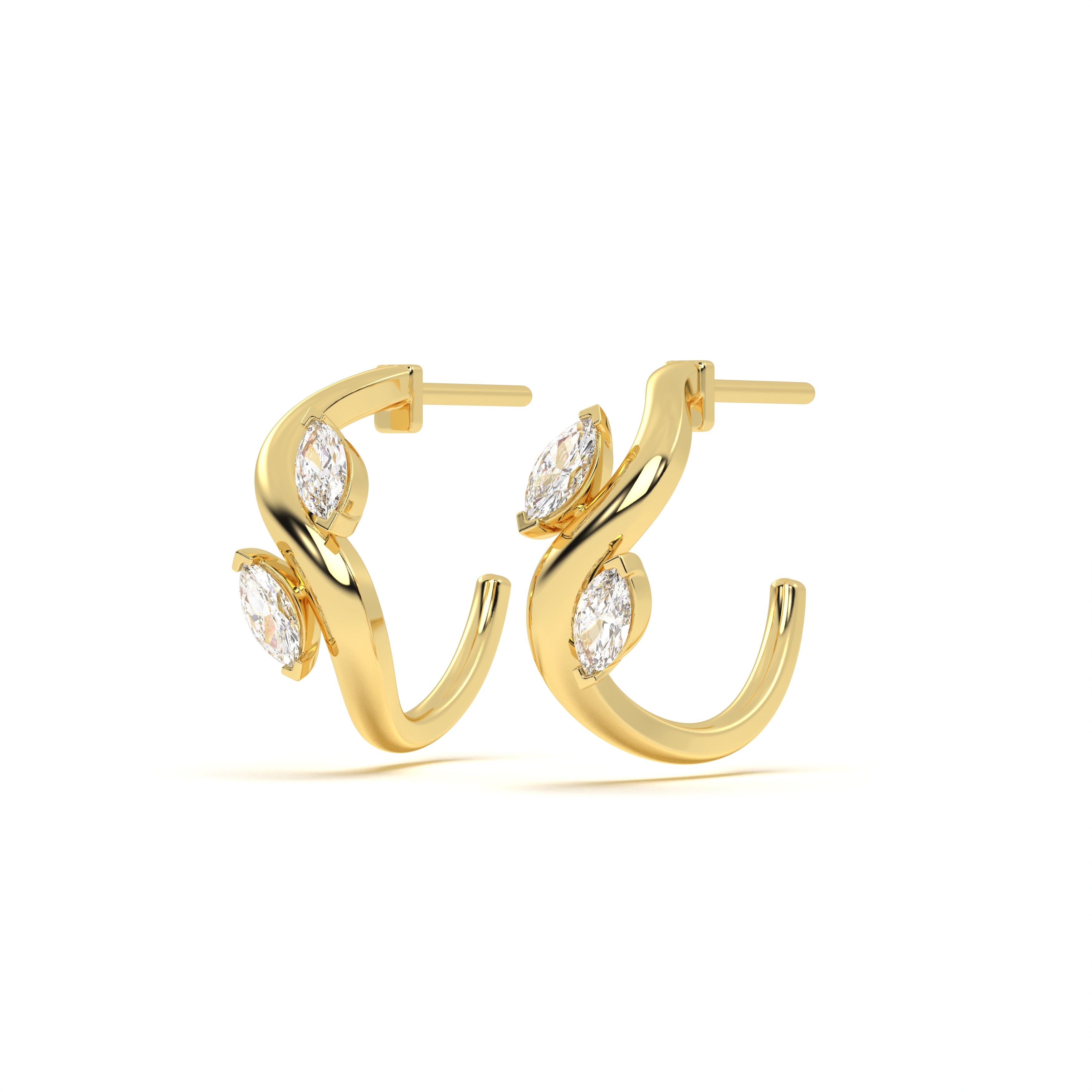Marquise Diamond Leher Hoops
