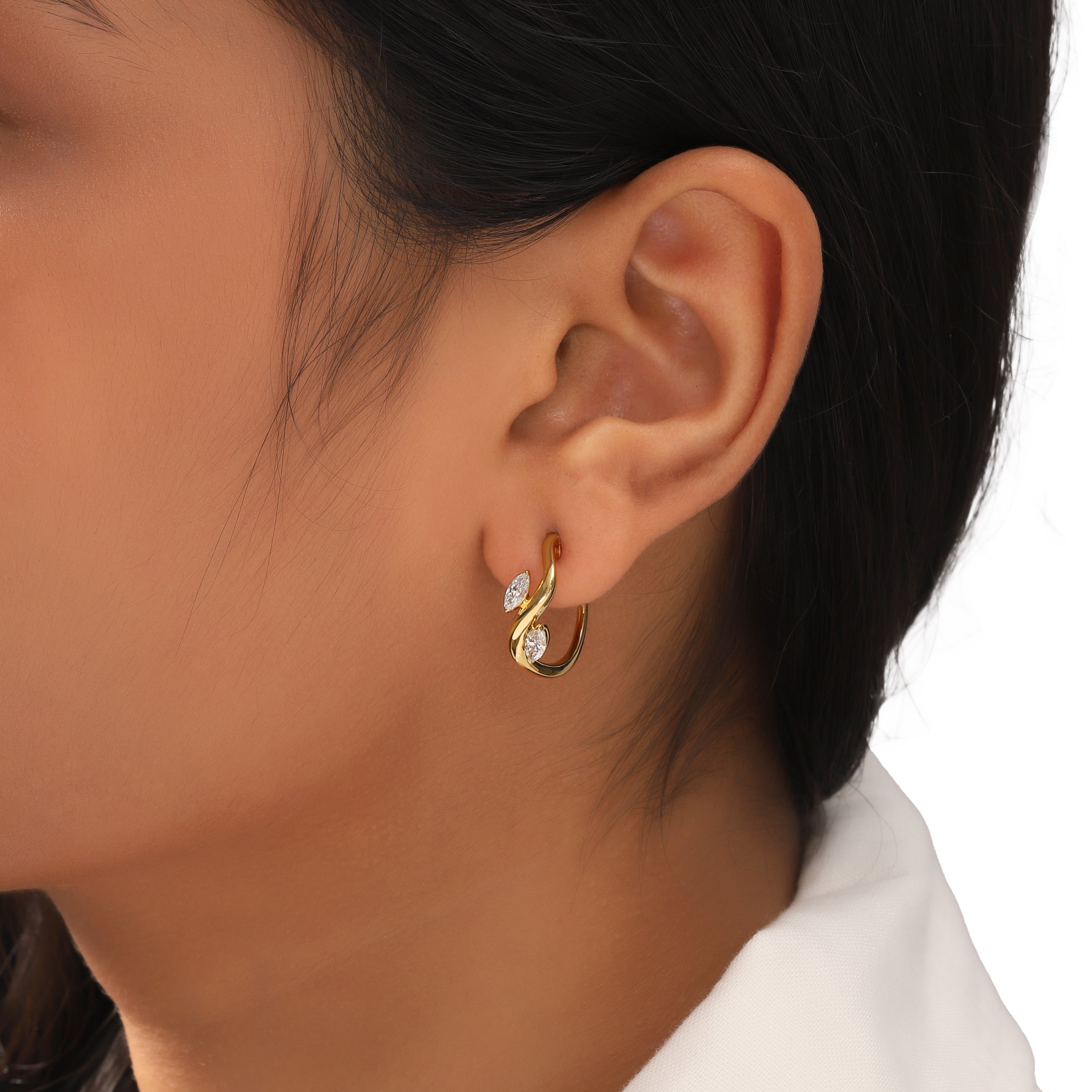 Marquise Diamond Leher Hoops