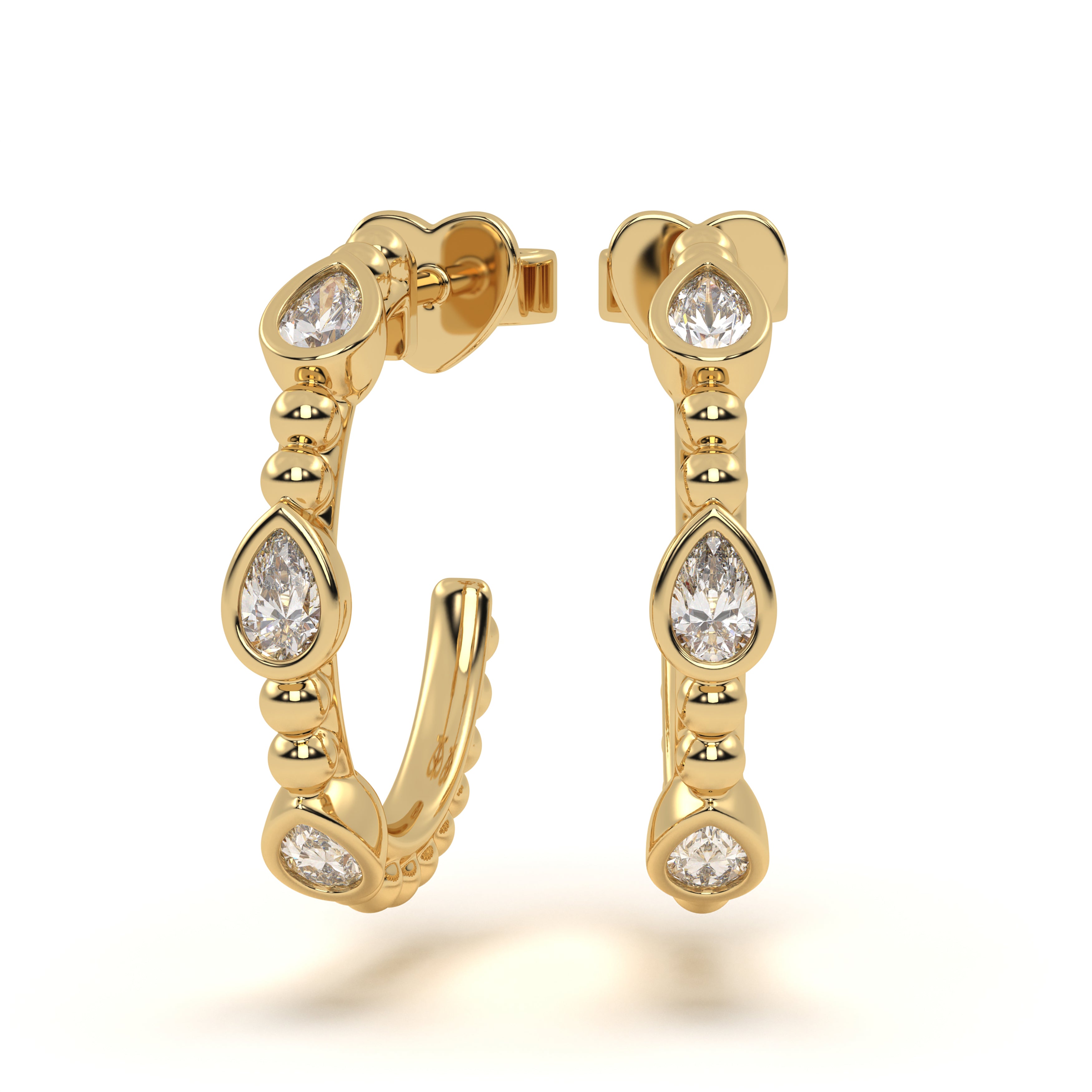 Accented Pear Diamond Hoop