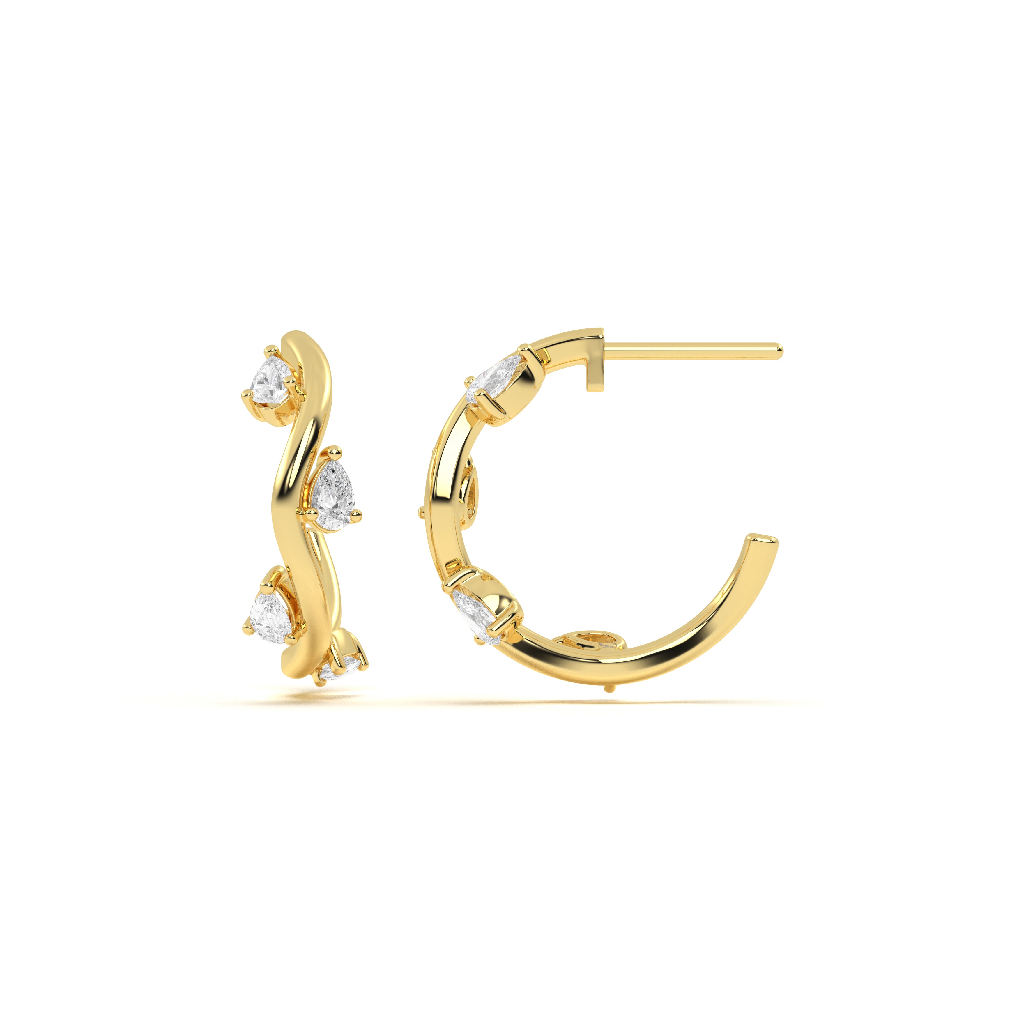 Classic Diamond Leher Hoops